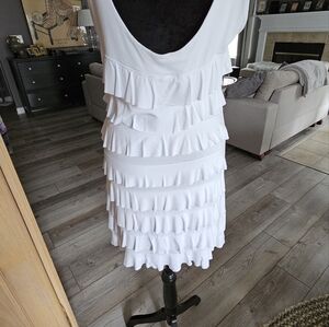 Size 4, ruched white cotton dress